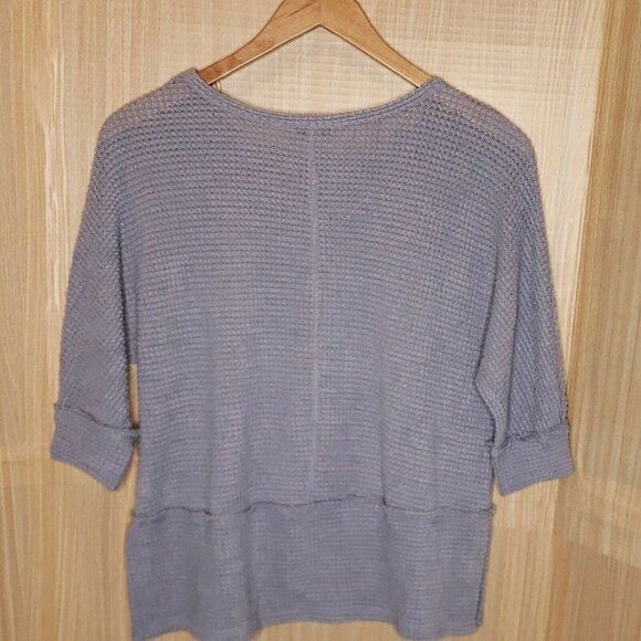 Remixmess  Waffle 3/4 Sleeve Oversized Top Small - Picture 2 of 5